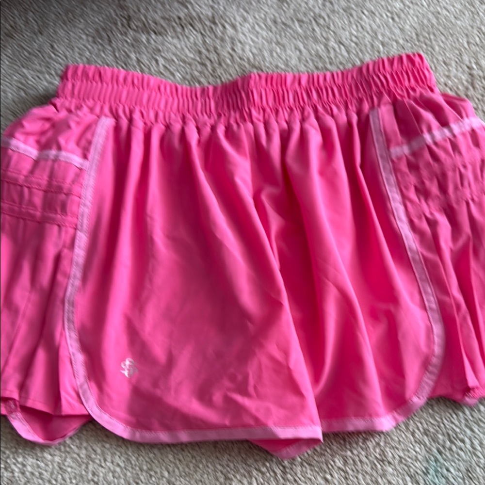 Simply Southern Pink Athletic Shorts with Ruffled Hem
